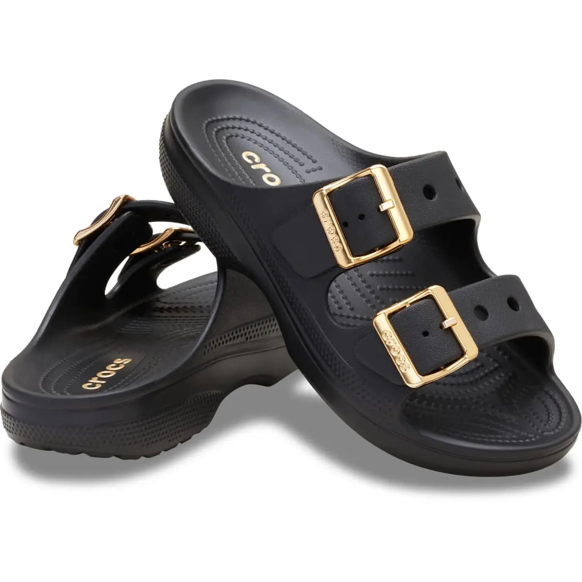Crocs Women's Saturday Two‑Strap Sandals, Adjustable Buckle Slide Sandals, Lightweight Croslite Foam Casual Summer Slides Customizable with Jibbitz Charms