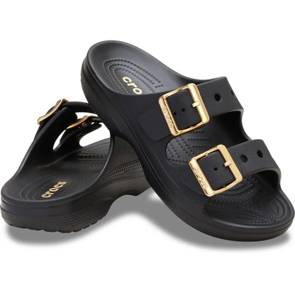 Crocs Women's Saturday Two‑Strap Sandals, Adjustable Buckle Slide Sandals, Lightweight Croslite Foam Casual Summer Slides Customizable with Jibbitz Charms