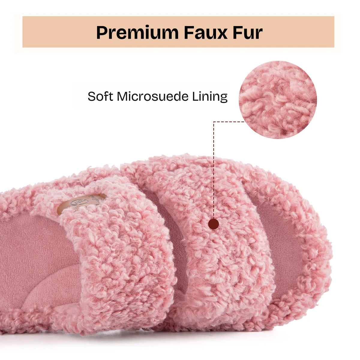 EverFoams Women's Fuzzy Open-Toe Slides – Soft Memory Foam Slippers, Non-Slip Rubber Sole, Fluffy Slip-On House Shoes, Ideal Mother’s Day Gift for Mom