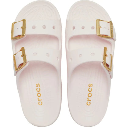 Crocs Women's Saturday Two‑Strap Sandals, Adjustable Buckle Slide Sandals, Lightweight Croslite Foam Casual Summer Slides Customizable with Jibbitz Charms